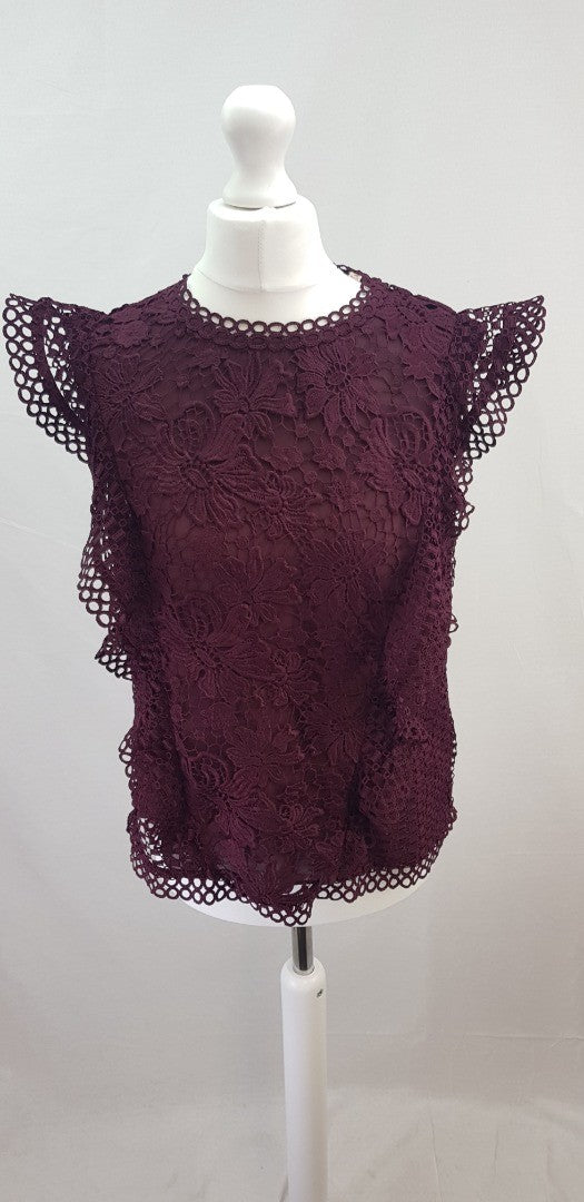 Ted Baker Burgundy Lace Top Size M Nearly New