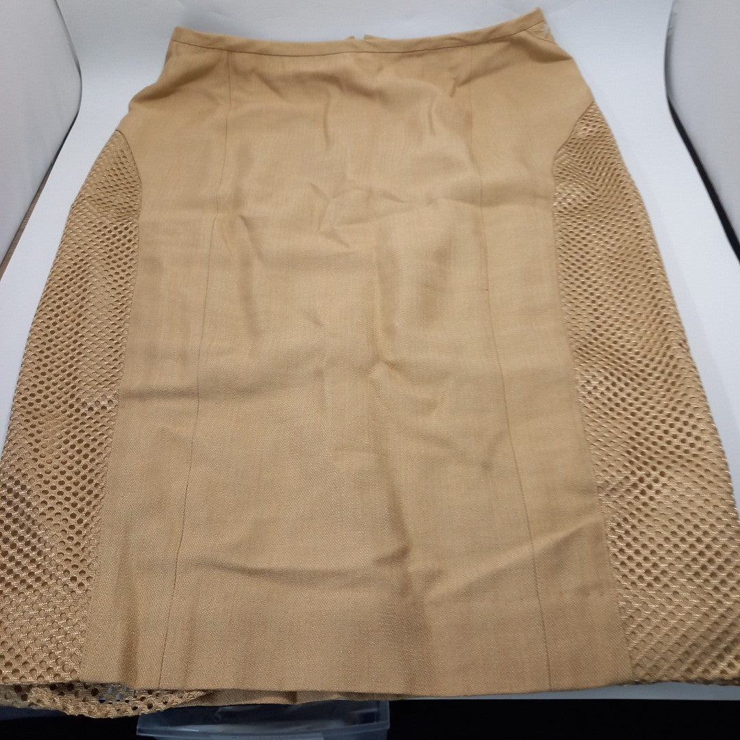 Anne Klein New York Gold Skirt - Linen Mix - Size 8