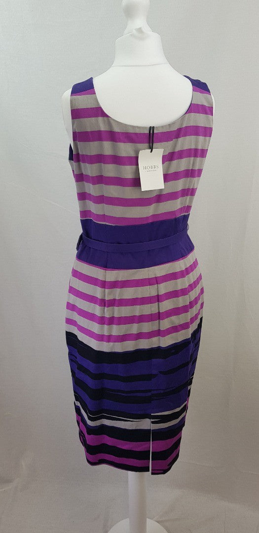 Hobbs Jewel Dress Pink Purple Stripe Size 10 BNWT