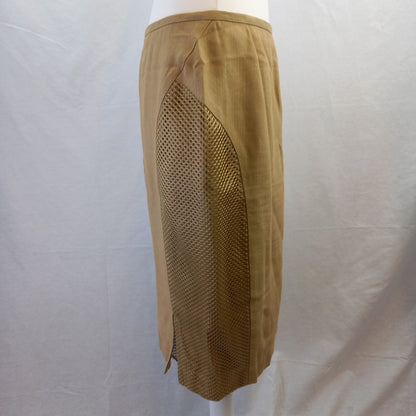 Anne Klein New York Gold Skirt - Linen Mix - Size 8