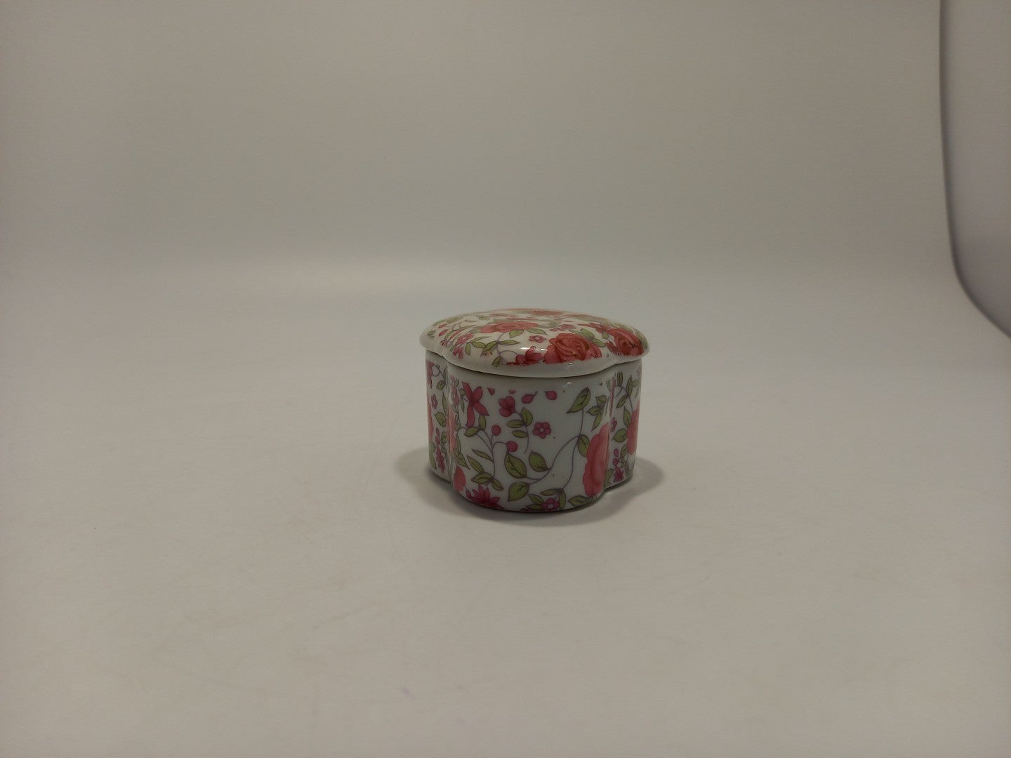 Trinket Box Rose Floral, Mini / Small Vintage Pink and White