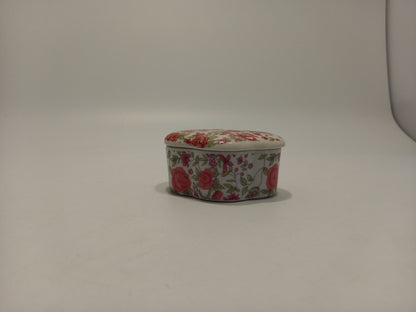 Trinket Box Rose Floral, Mini / Small Vintage Pink and White