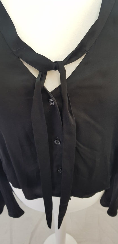 Los Angeles Atelier & Other Stories Black Shirt with Neck Tie Size 10 BNWT