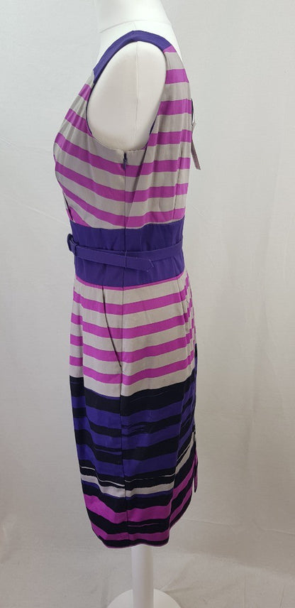 Hobbs Jewel Dress Pink Purple Stripe Size 10 BNWT