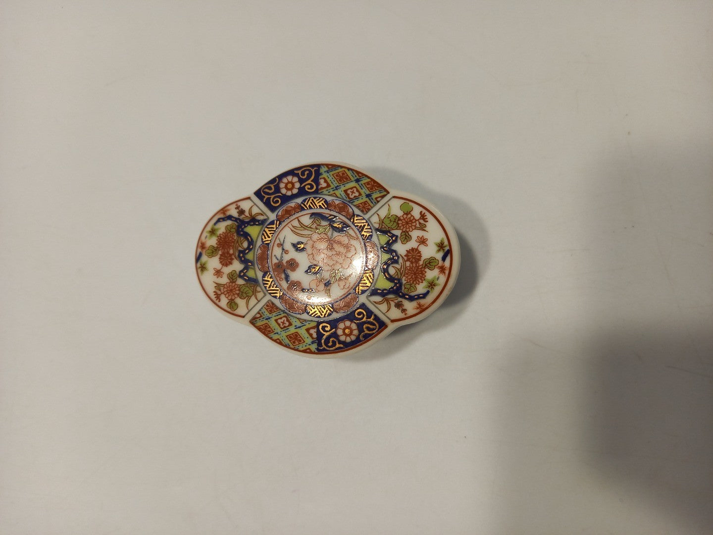 Trinket Box Imari Style, Mini / Small Vintage White Blue Orange Japanese Floral