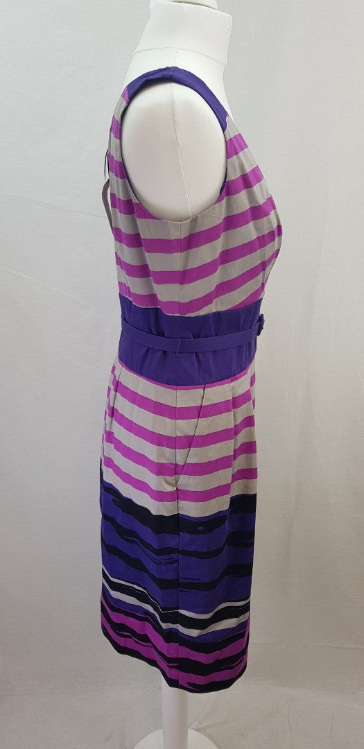 Hobbs Jewel Dress Pink Purple Stripe Size 10 BNWT