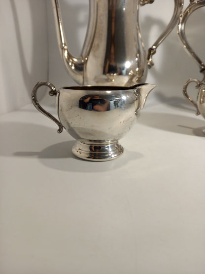 ONEIDA Silver Plate Set - 1x Tea Pot, 1x Coffee Pot, 1x Milk Jug, 1x Sugar Bowl