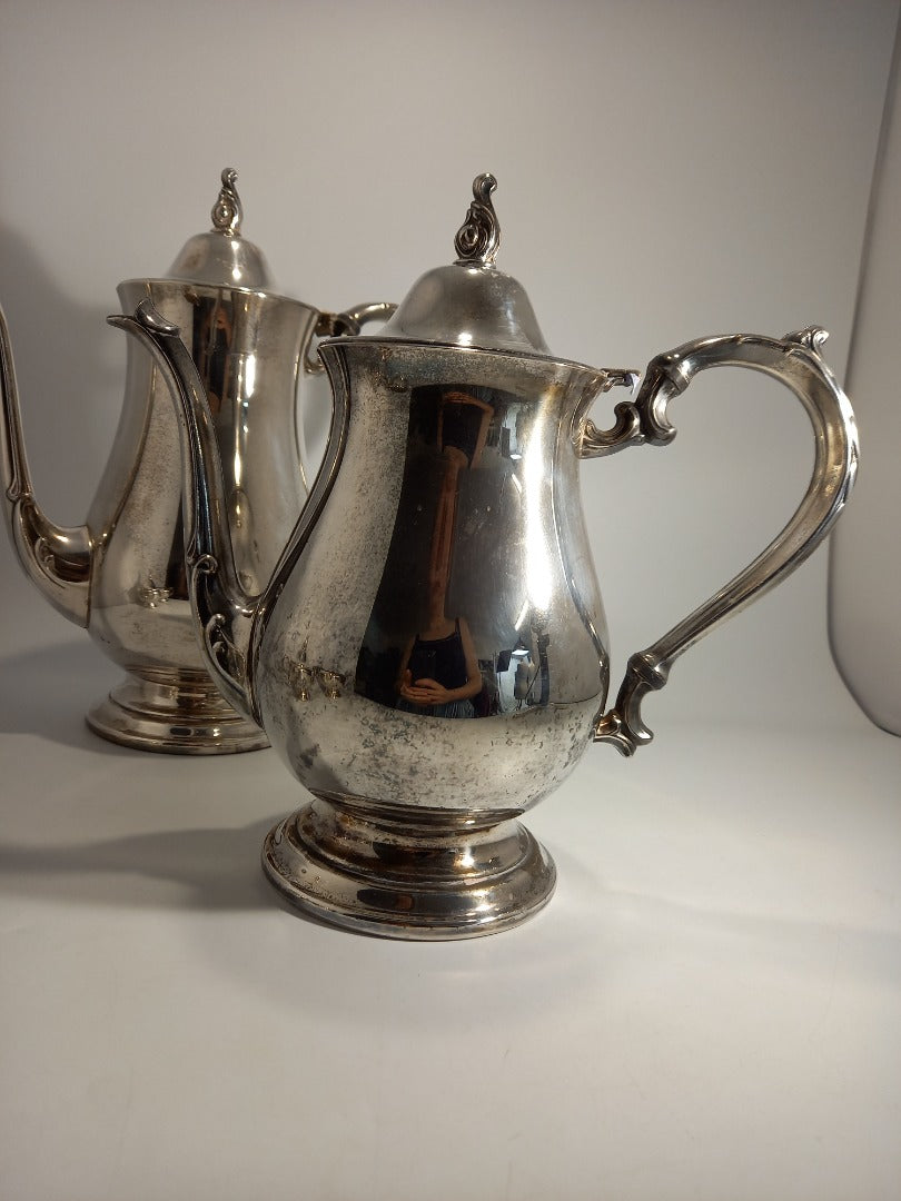 ONEIDA Silver Plate Set - 1x Tea Pot, 1x Coffee Pot, 1x Milk Jug, 1x Sugar Bowl