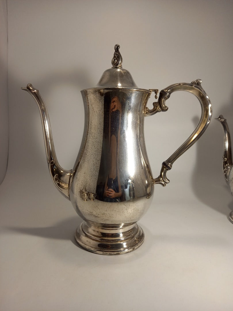 ONEIDA Silver Plate Set - 1x Tea Pot, 1x Coffee Pot, 1x Milk Jug, 1x Sugar Bowl