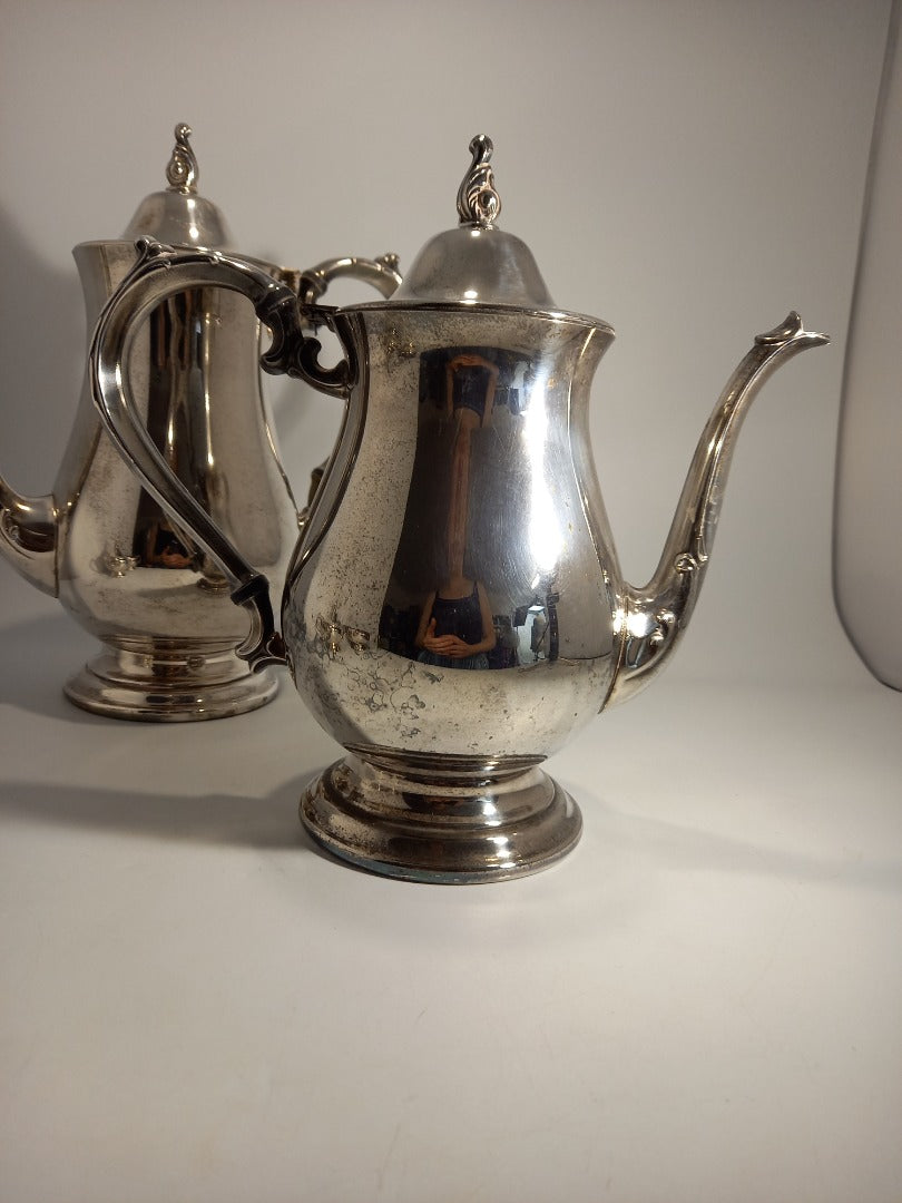 ONEIDA Silver Plate Set - 1x Tea Pot, 1x Coffee Pot, 1x Milk Jug, 1x Sugar Bowl