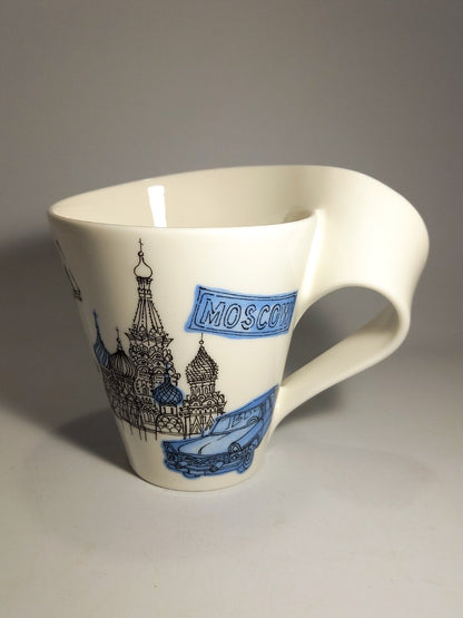 Villeroy & Bosh Mug Moscow, White and Blue City Pattern Cup