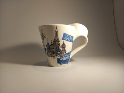 Villeroy & Bosh Mug Moscow, White and Blue City Pattern Cup