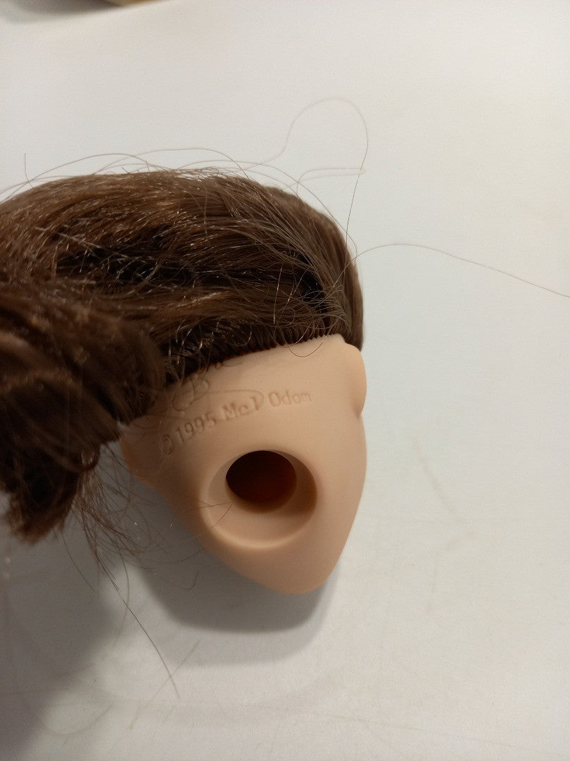 Mel Odom Doll head Gene, 1995 Unpainted Doll Part with Brown / Brunette Hair