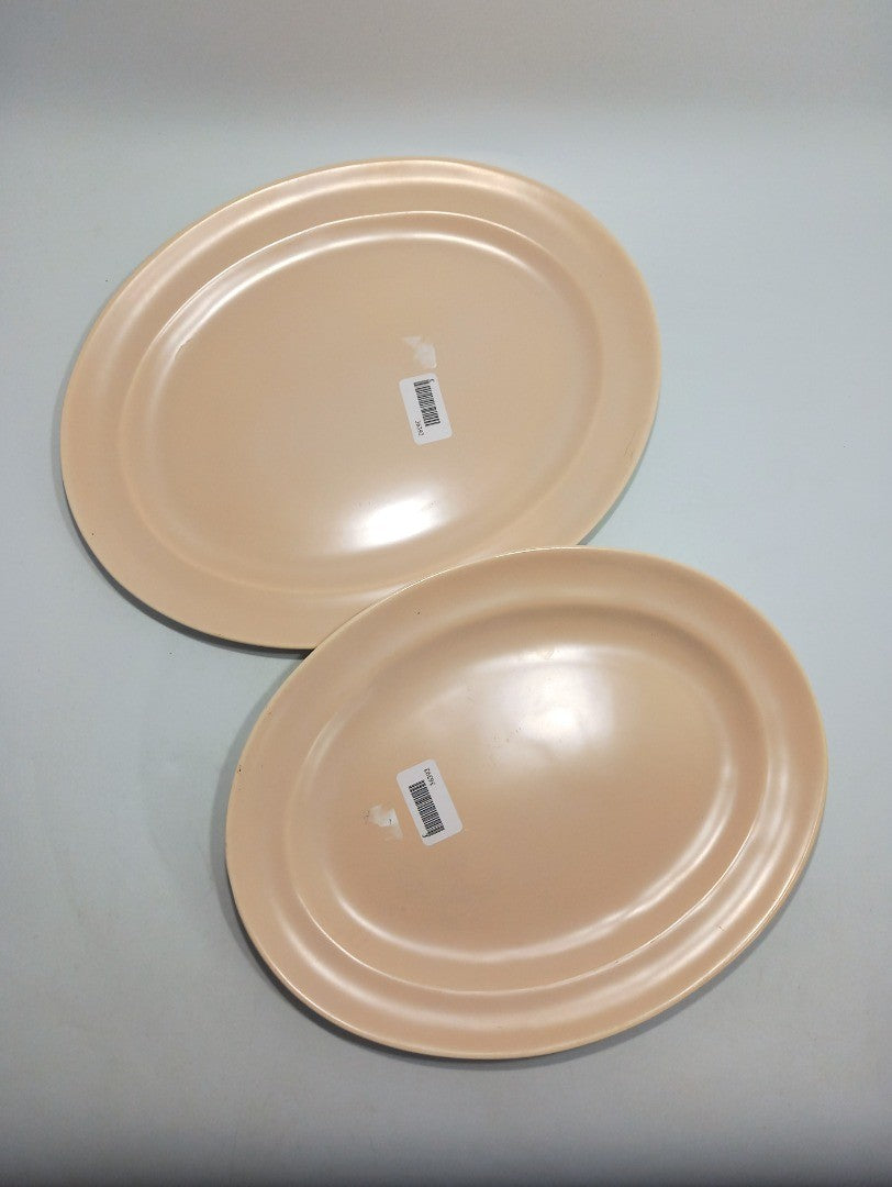 Poole Pottery Twintone Plate, 2x Large Oval Light Pink Serving Plates