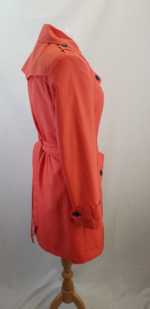 M&S Coat Coral Trench Coat with Belt Size 12 Excellent Condition