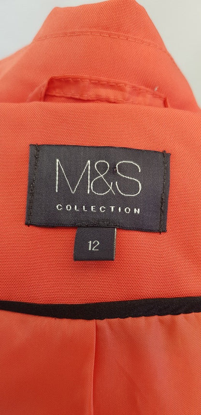 M&S Coat Coral Trench Coat with Belt Size 12 Excellent Condition