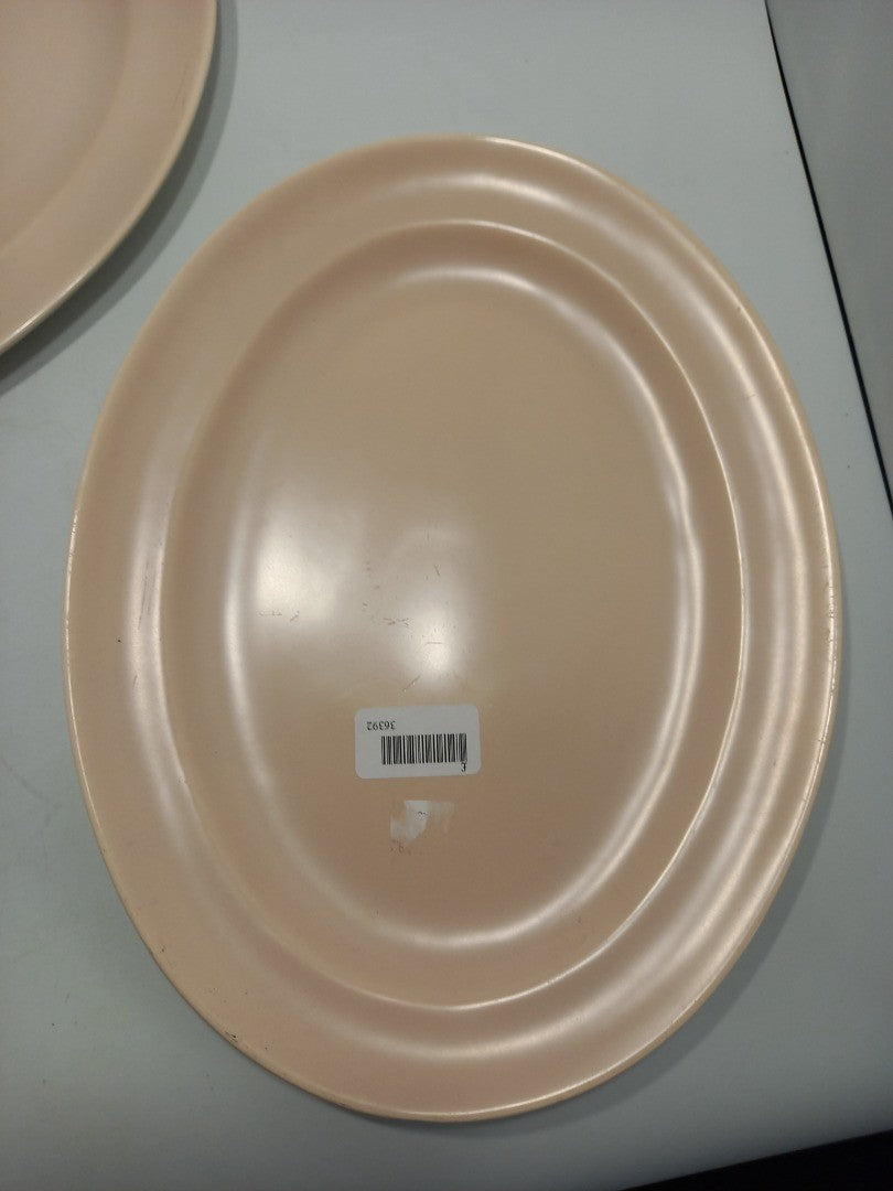 Poole Pottery Twintone Plate, 2x Large Oval Light Pink Serving Plates