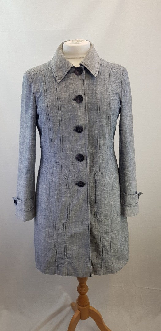 M&S Denim Trench Coat pockets Size 14 Excellent Condition