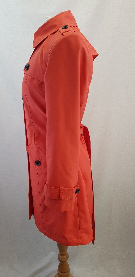 M&S Coat Coral Trench Coat with Belt Size 12 Excellent Condition