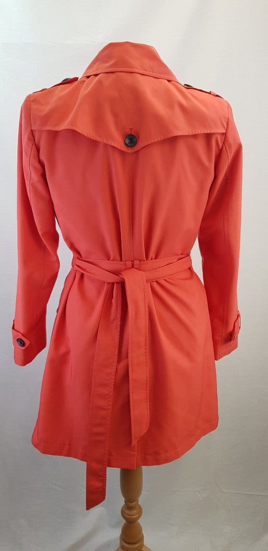 M&S Coat Coral Trench Coat with Belt Size 12 Excellent Condition