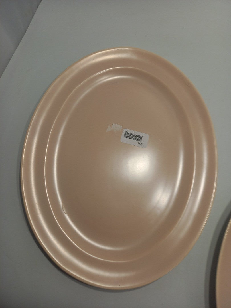 Poole Pottery Twintone Plate, 2x Large Oval Light Pink Serving Plates