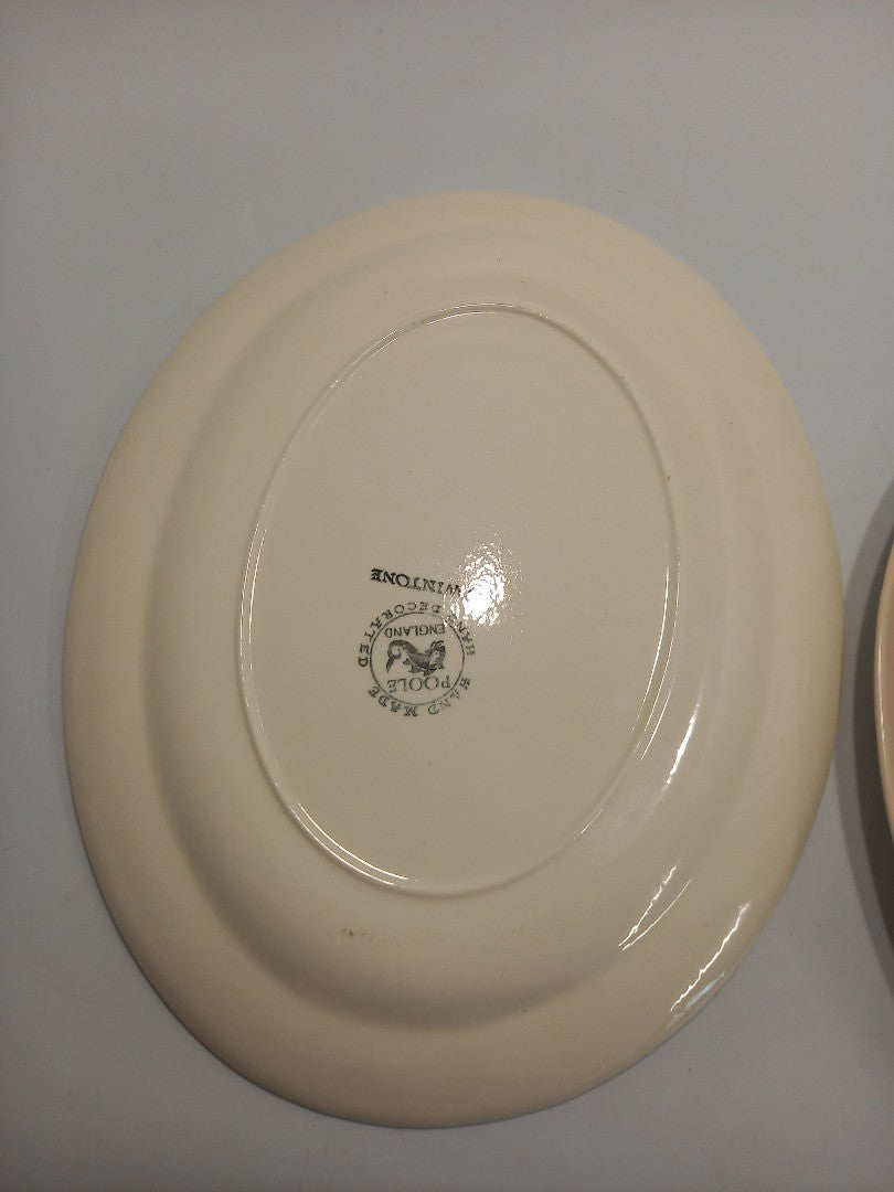 Poole Pottery Twintone Plate, 2x Large Oval Light Pink Serving Plates