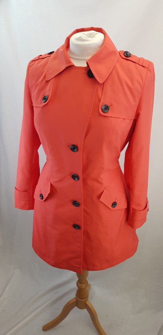 M&S Coat Coral Trench Coat with Belt Size 12 Excellent Condition