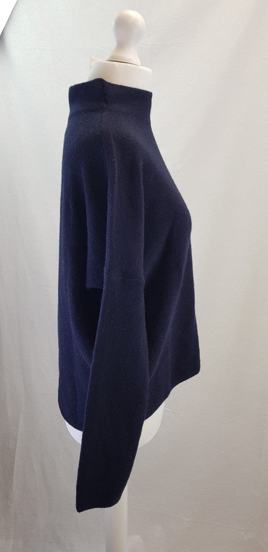 Toast Navy Merino High Neck Easy Sweater Size XS BNWT