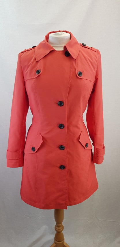 M&S Coat Coral Trench Coat with Belt Size 12 Excellent Condition