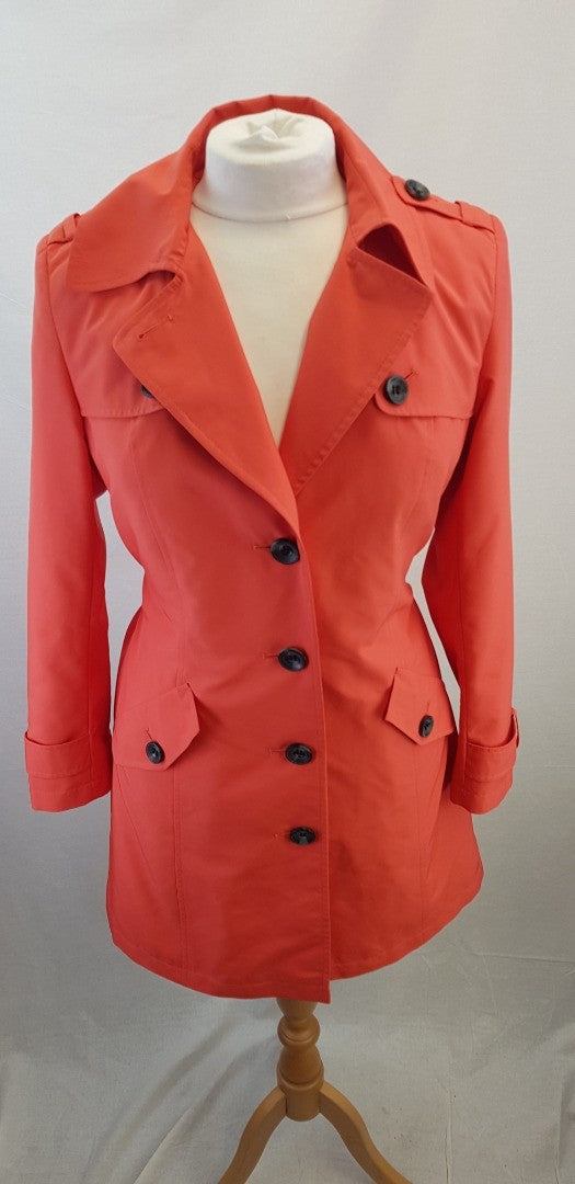 M&S Coat Coral Trench Coat with Belt Size 12 Excellent Condition