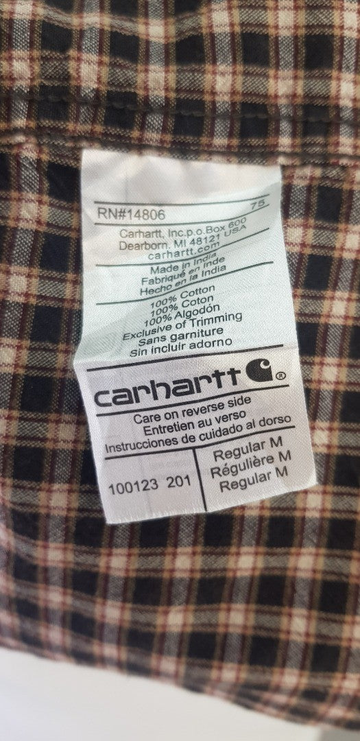 Carhartt Black Red Oatmeal Check Shirt Size M Cotton VGC