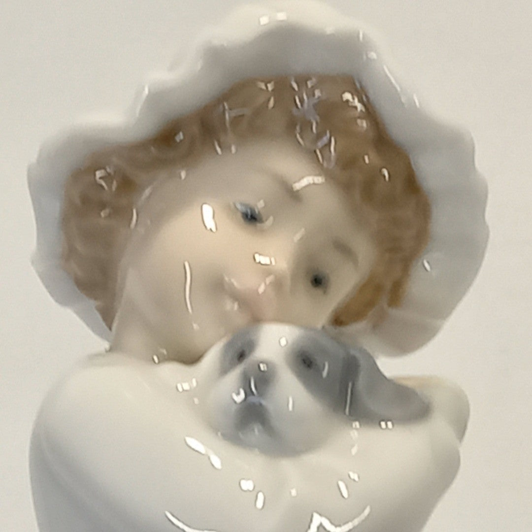 Nao Made by Lladro Figurine A Big Hug Girl Puppy VGC - 1987