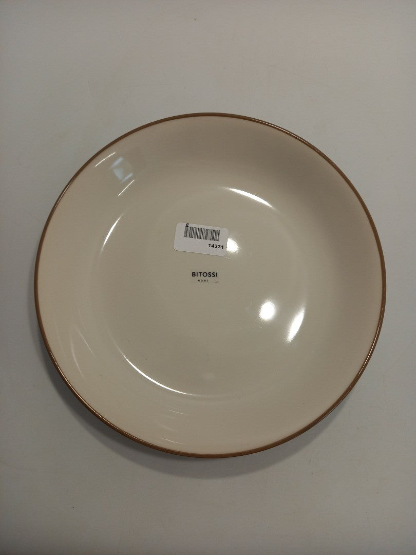 Bitossi Home Soup Plate, Beige and Brown Stoneware 22 cm Round Dish