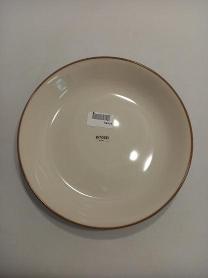 Bitossi Home Soup Plate, Beige and Brown Stoneware 22 cm Round Dish