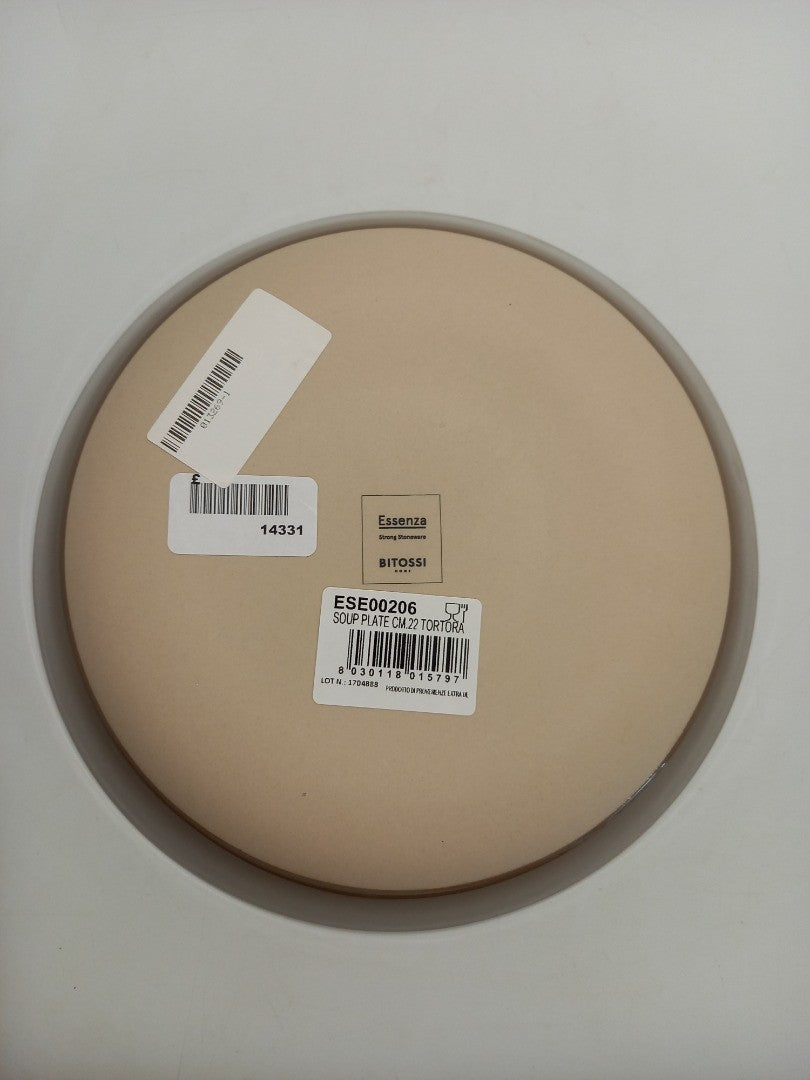 Bitossi Home Soup Plate, Beige and Brown Stoneware 22 cm Round Dish