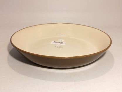 Bitossi Home Soup Plate, Beige and Brown Stoneware 22 cm Round Dish