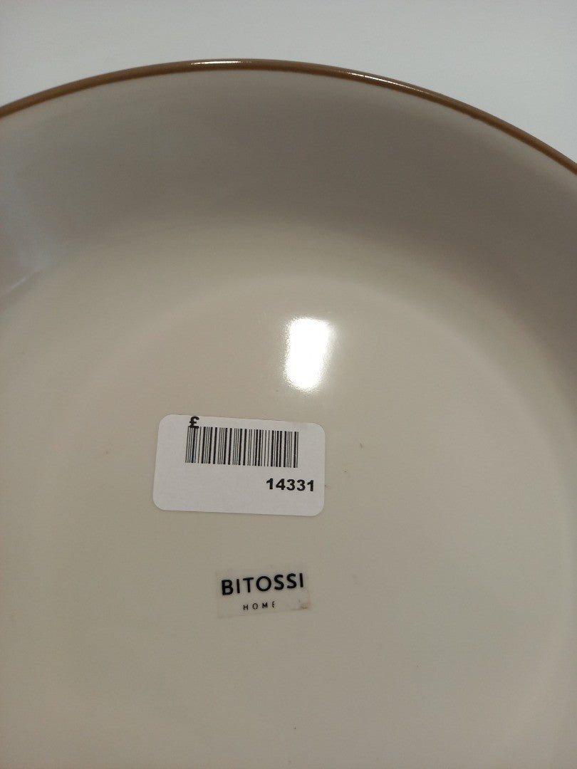 Bitossi Home Soup Plate, Beige and Brown Stoneware 22 cm Round Dish