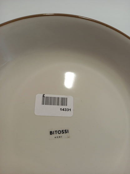 Bitossi Home Soup Plate, Beige and Brown Stoneware 22 cm Round Dish