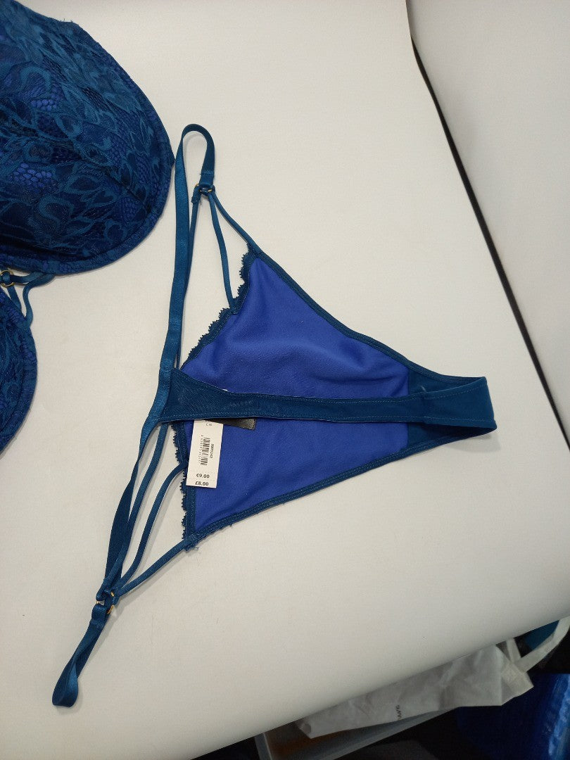 Ann Summers Lingerie Set, Bra and Thong Blue Size 38F + 18 'The Lasting Lover'