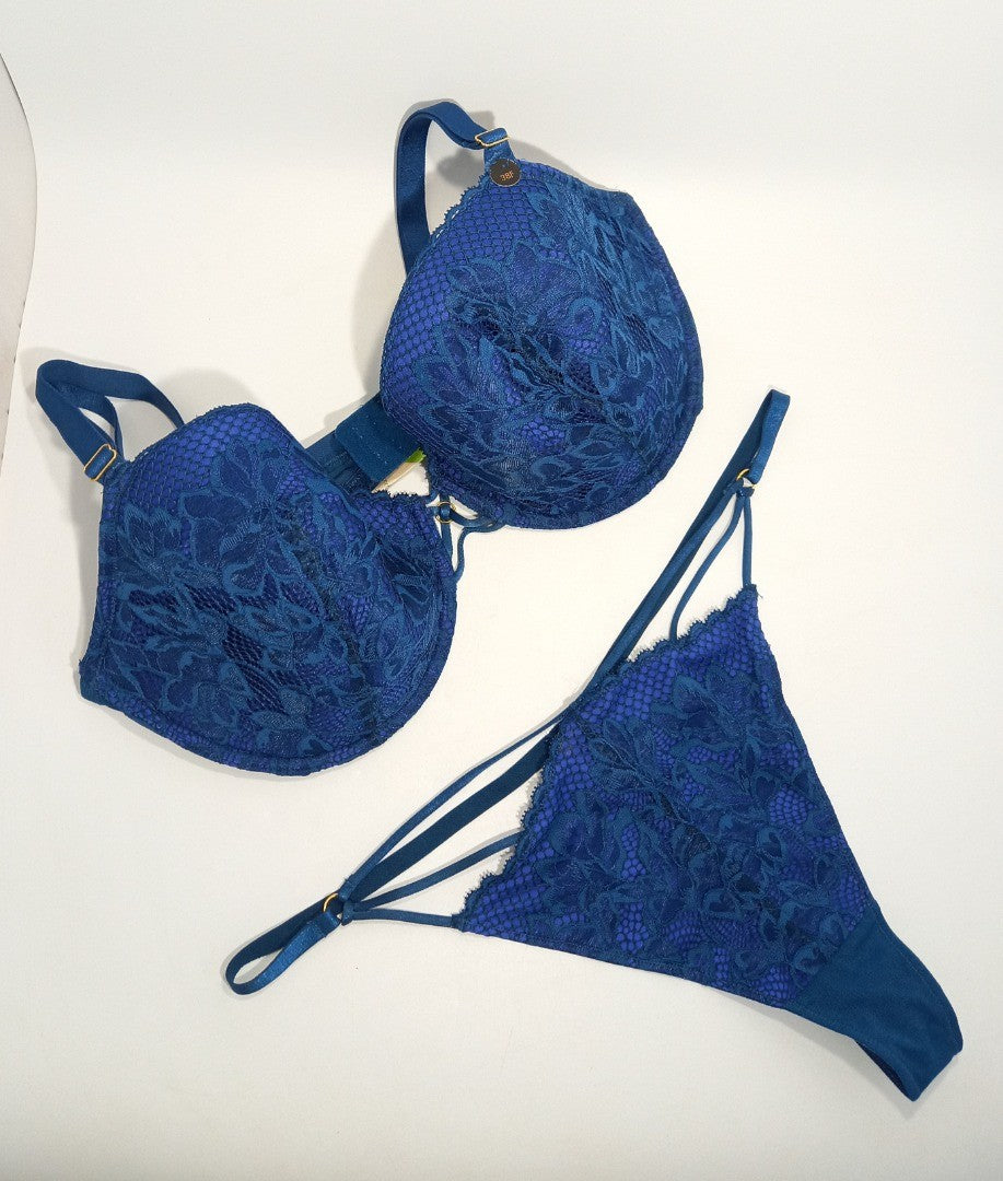 Ann Summers Lingerie Set, Bra and Thong Blue Size 38F + 18 'The Lasting Lover'