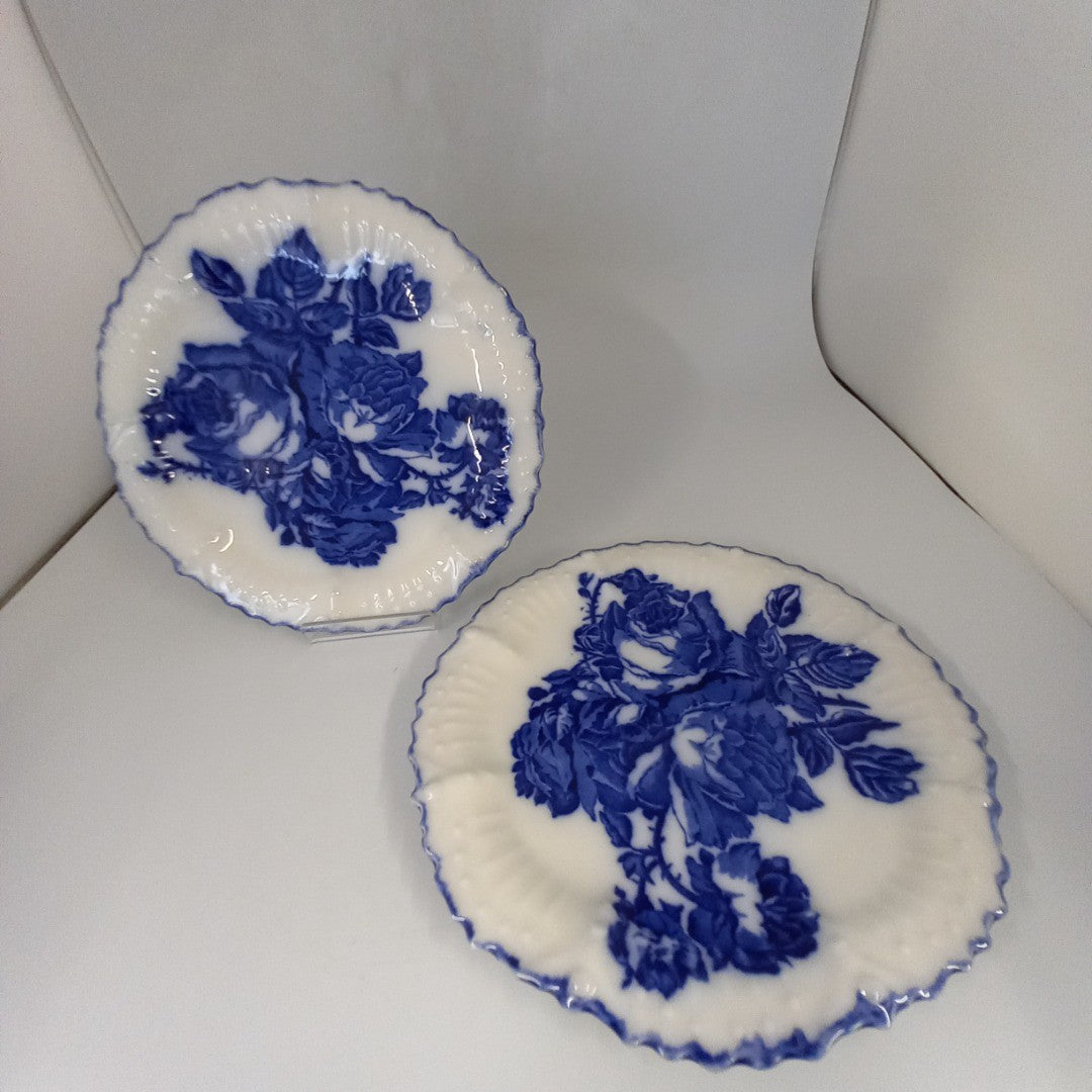 Blakeney Ironstone Blue Rose Plates 9" Diameter x 2