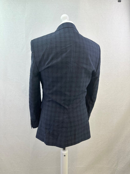 Ted Baker Elevated Grey Blue Check Suit Jacket Size 38R Excellent Condition