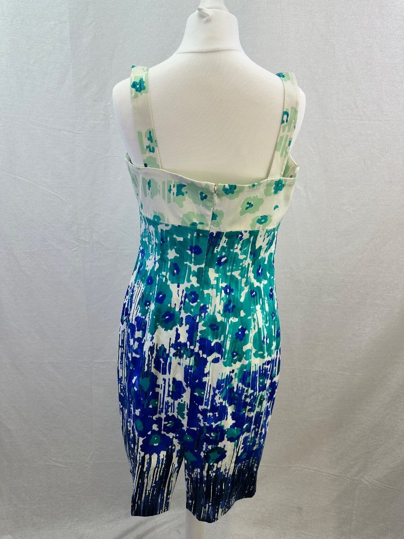 Calvin Klein Blue Green White Stretchy Dress Size 6/10 VGC