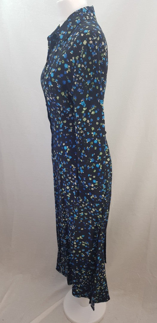 French Connection Floral Blue Green Black  Shirt Dress Size 8 BNWT