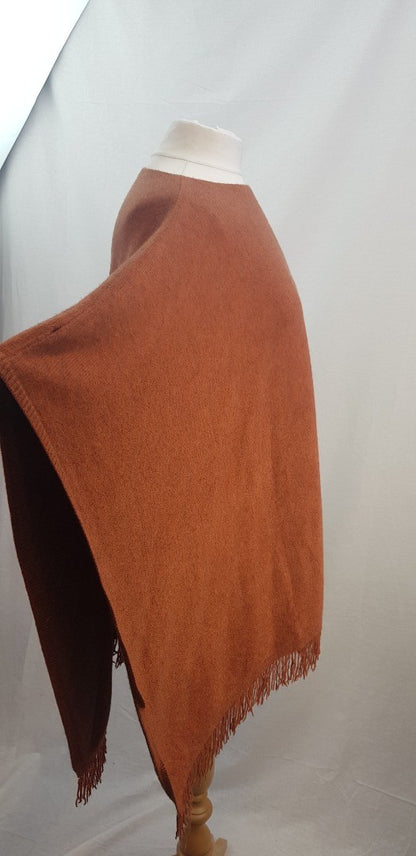 E-Woman Burnt Orange Poncho Fringe Detail Size L BNWT