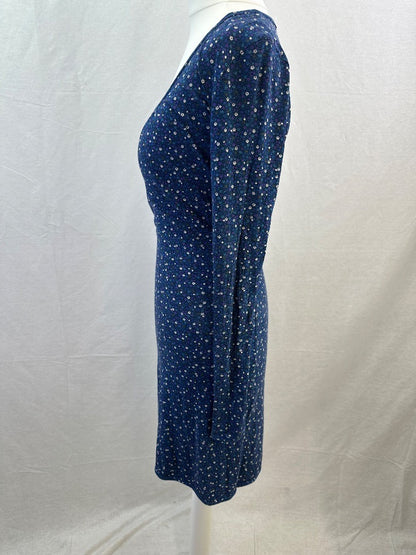 Jumping Ships Blue Stretchy Floral Dress Size 8 VGC