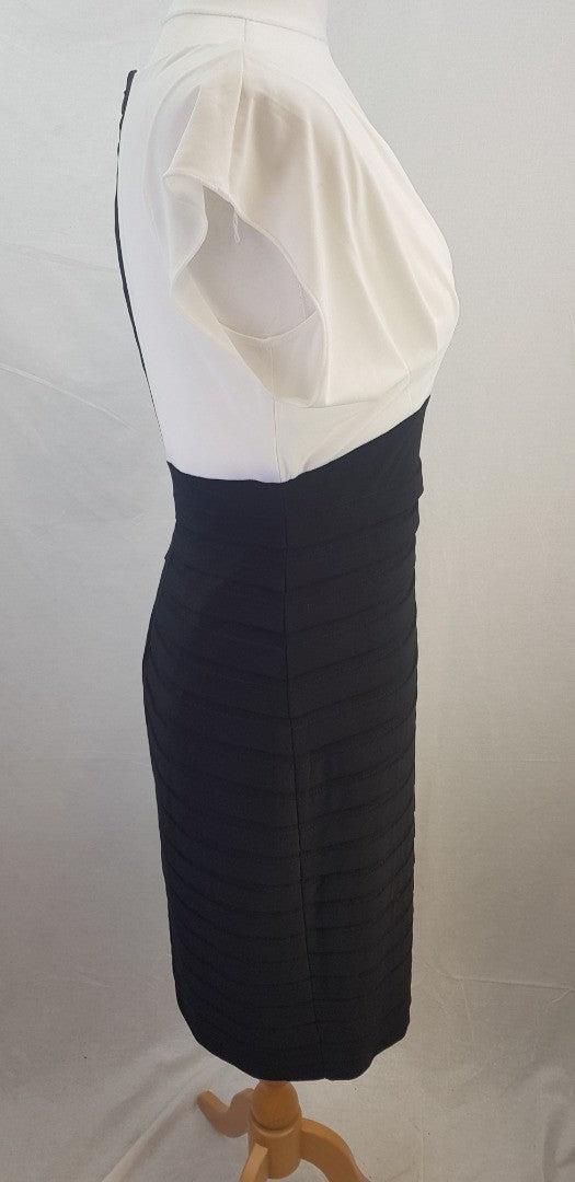 Adriana Papell Black White Bodycon Dress Size 14 BNWT