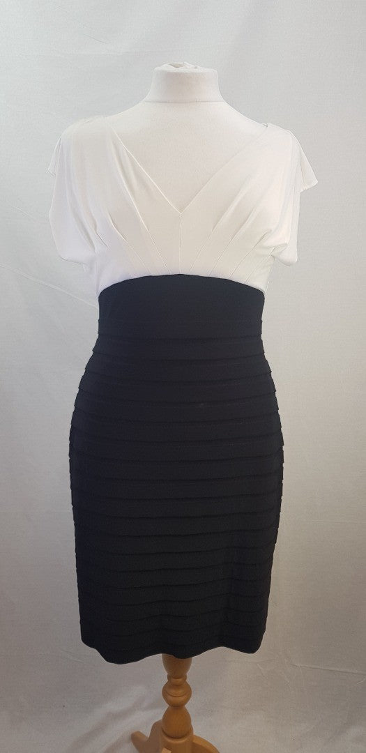 Adriana Papell Black White Bodycon Dress Size 14 BNWT