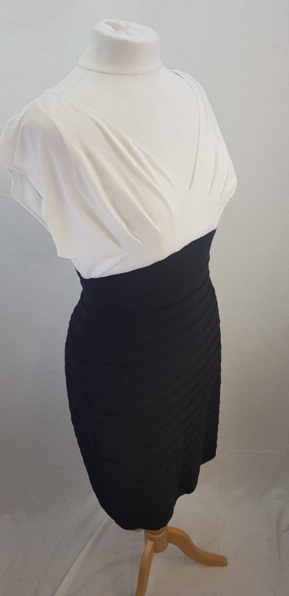 Adriana Papell Black White Bodycon Dress Size 14 BNWT