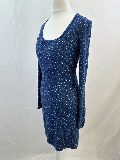 Jumping Ships Blue Stretchy Floral Dress Size 8 VGC